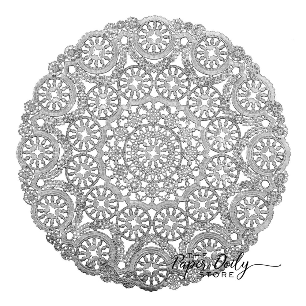 Stunning 12" silver medallion doilies perfect for charger placemat