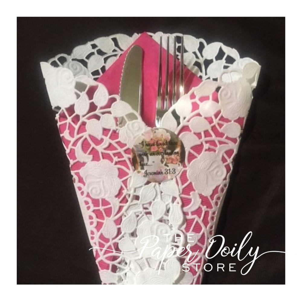 OFF-WHITE FLORAL ROSE  Paper Lace Doilies