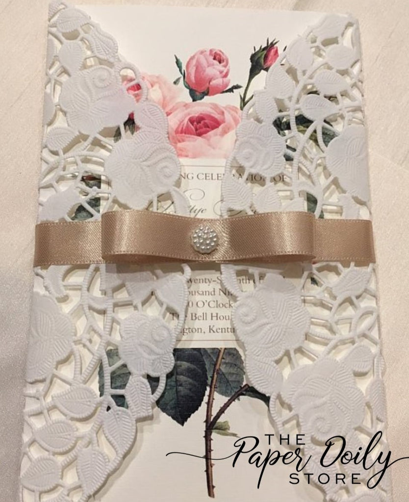 WHITE FLORAL ROSE Paper Lace Doilies The Paper Doily Store